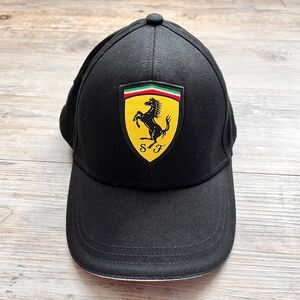 Official Licensed Ferrari Logo Hat Authentic Black F1 Cap Adjustable Back Yellow